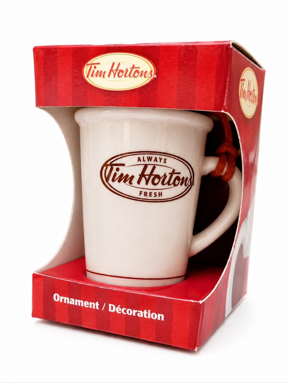 Tim Hortons 2011 Ceramic Mug Ornament Christmas Tree Decoration w/ Box White Cup
